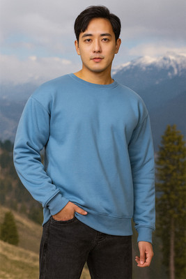 ME MONTERA INDIA ELEVATE YOUR STYLE Solid Men Round Neck Blue T-Shirt