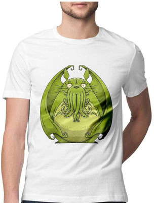 NOIIDAPRINT Printed Men Round Neck White T-Shirt