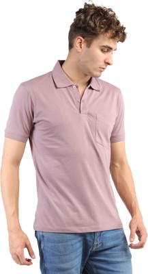 PLAGG Solid Men Polo Neck Purple T-Shirt