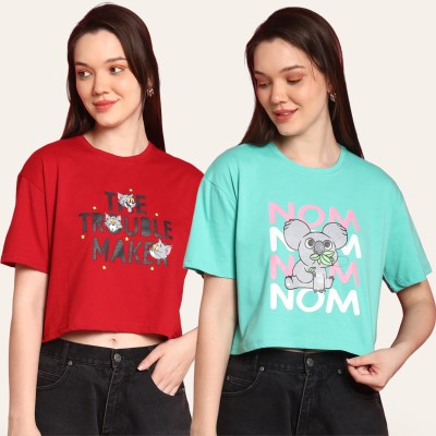 DreamBe Printed Women Round Neck Multicolor T-Shirt