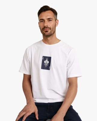 RARE RABBIT Graphic Print Men Round Neck White T-Shirt