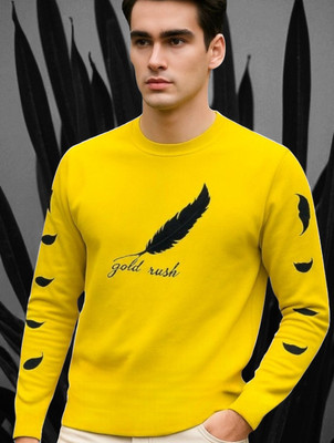 Autna Printed Men Round Neck Yellow T-Shirt