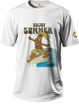 Enciger Printed Men Round Neck White T-Shirt