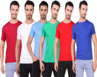 salu Solid Men Round Neck Multicolor T-Shirt