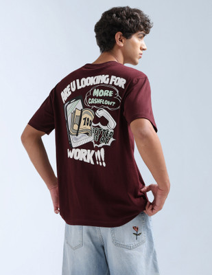 FLYING MACHINE Graphic Print Men Crew Neck Red T-Shirt