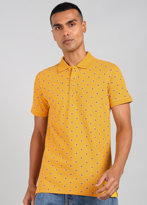 KILLER Printed Men Polo Neck Yellow T-Shirt