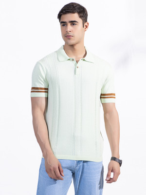 ARMISTO Self Design Men Polo Neck Light Green T-Shirt