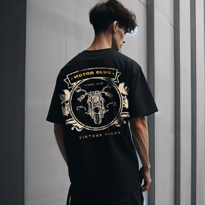 Pling Bling Printed Men Round Neck Black T-Shirt