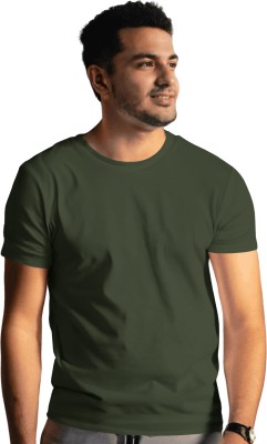 SoulAlpha Solid Men Round Neck Green T-Shirt