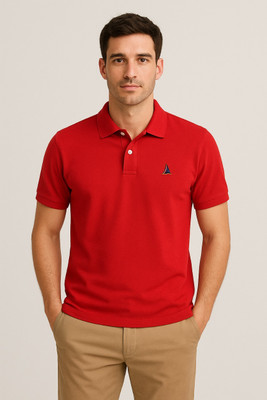 saltlake Printed Men Polo Neck Red T-Shirt