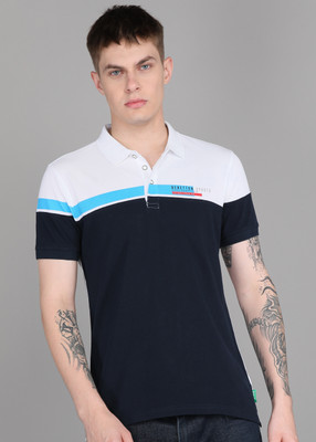 United Colors of Benetton Colorblock Men Polo Neck White T-Shirt