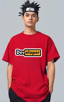 goodsign Typography Men Round Neck Red T-Shirt