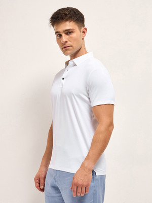 THE BEAR HOUSE Solid Men Polo Neck White T-Shirt