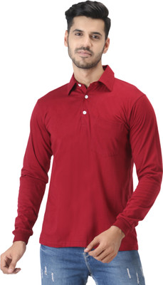 akatsuki clothing Solid Men Polo Neck Reversible Red T-Shirt