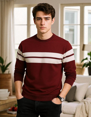 Autna Solid Men Round Neck Maroon T-Shirt