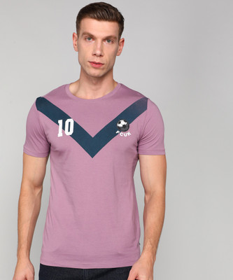 French Connection Printed Men Round Neck Purple T-Shirt