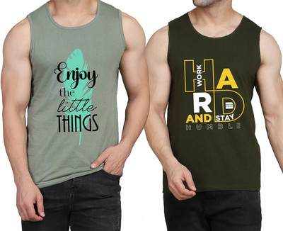 WOOSTRO Printed Men Scoop Neck Light Green, Dark Green T-Shirt