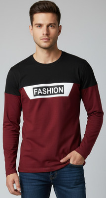 Autna Printed Men Round Neck Maroon T-Shirt