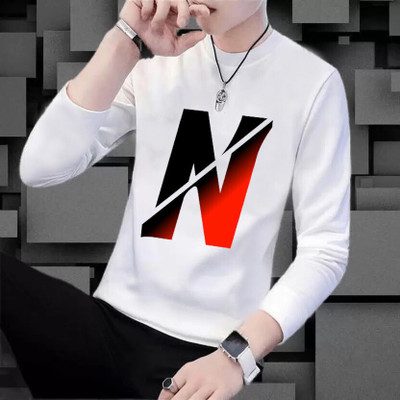 BF FASHION Printed Men Round Neck White T-Shirt