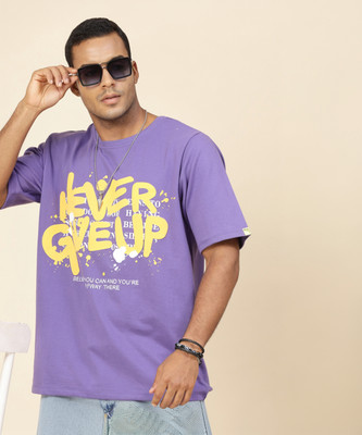 RIGO Printed Men Round Neck Purple T-Shirt