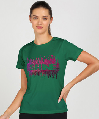 Shashvi Fashion Typography Women Round Neck Green T-Shirt