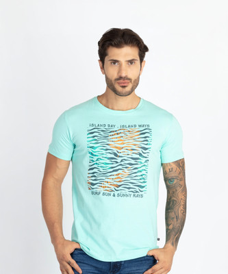 Status Quo Printed Men Round Neck Blue T-Shirt