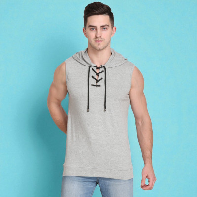 Faricon Trend Solid Men Round Neck Grey T-Shirt