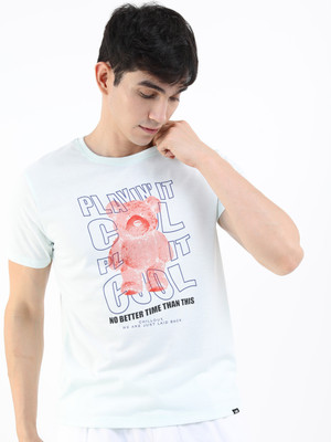 HIGHLANDER Printed Men Round Neck Blue T-Shirt
