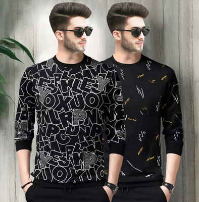 TRIPR Printed Men Round Neck Black T-Shirt