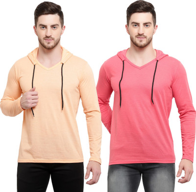 Tresna Trendy Solid Men Hooded Neck Multicolor T-Shirt