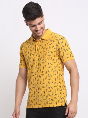 Affordable AF Printed Men Polo Neck Gold T-Shirt