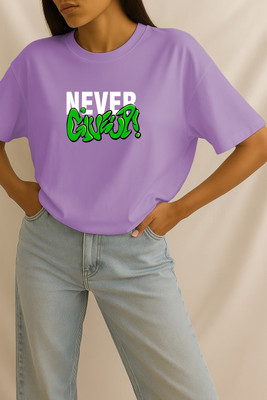 CULISH Typography Women Round Neck Purple T-Shirt