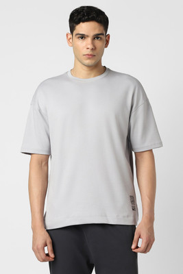VAN HEUSEN Solid Men Crew Neck Grey T-Shirt