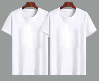 Texorapparel Solid Men Round Neck White T-Shirt