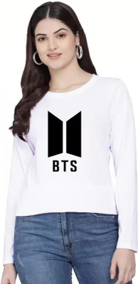 SQF Printed, Typography Women Round Neck White T-Shirt