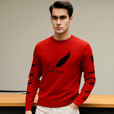 FASHIUM Printed Men Round Neck Red T-Shirt