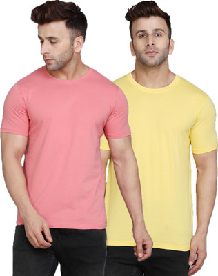 TEEFOX Solid Men Round Neck Multicolor T-Shirt
