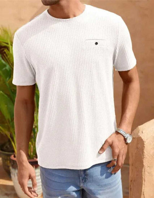COPEHHI Solid Men Round Neck White T-Shirt