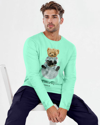 Triptee Animal Print Men Round Neck Light Green T-Shirt