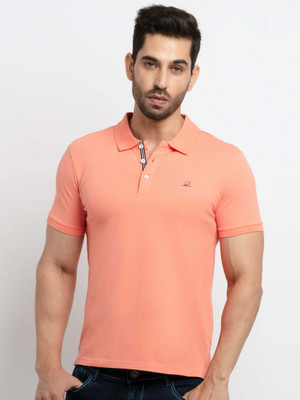 Status Quo Solid Men Polo Neck Orange T-Shirt