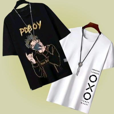 JSIYA Solid Men Black, Yellow T-Shirt