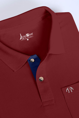 Triptee Solid Men Polo Neck Maroon T-Shirt