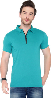 JB Jangoboy Solid Men Polo Neck Light Blue T-Shirt