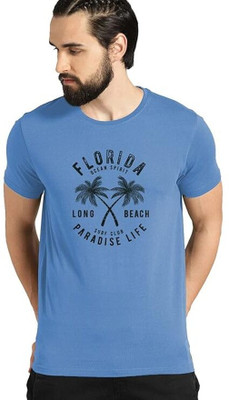 ROYALTRADERS Graphic Print Men Round Neck Blue T-Shirt