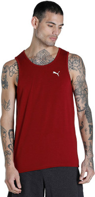 PUMA Solid Men Round Neck Red T-Shirt
