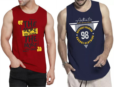 Restore Printed Men Round Neck Maroon, Blue, Multicolor T-Shirt