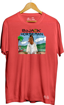 THE PRINT PLATTER Printed Men Round Neck Red T-Shirt