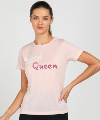 SHASHVI Typography Women Round Neck Pink T-Shirt