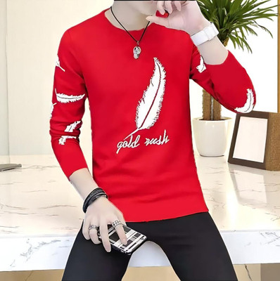 Autna Graphic Print Men Round Neck Red T-Shirt