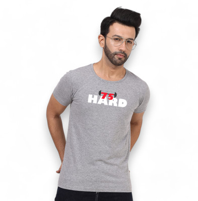 Whatsoever Typography, Printed Men Round Neck Grey T-Shirt